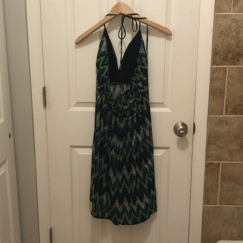BCX High-Low Blue & Green Halter Tie Dress - Picture 6 of 6
